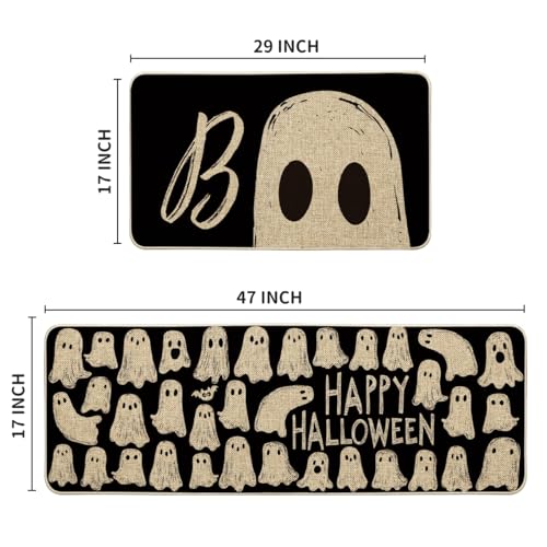 Halloween Kitchen Mat Set of 2 - Non-Slip Decorative Floor Mats for Home Decor
