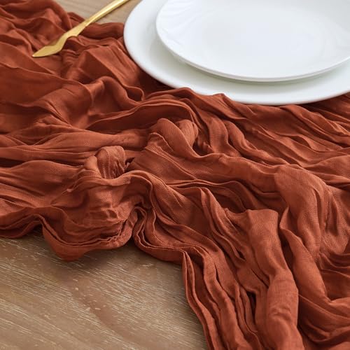 2 Pack Terracotta Cheesecloth Table Runners - Fall Boho Wedding Decor 10FT