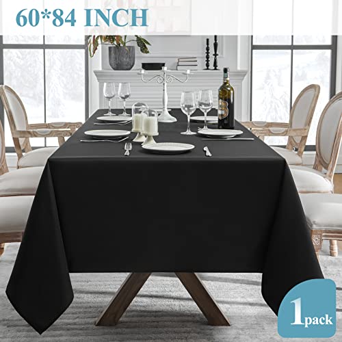 VidaFete Classic Series 1 Pack 60x84 Inch Black Rectangular Tablecloth - Perfect for Dining & Events
