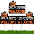 Halloween Yard Signs Set - Trick or Treaters Welcome Outdoor Decor, Weatherproof, Double Sided, 3-Piece