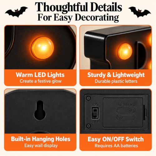Halloween Decorations Indoor – “Boo” LED Marquee Light Up Letters