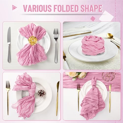 Pink Cheesecloth Napkins 20x20 Inches Set of 50 Boho Rustic Table Linens