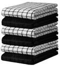 Kitchen Towel Set - 6 Pack 100% Cotton Black Dish Towels, 16x28 Inches - Soft & Absorbent