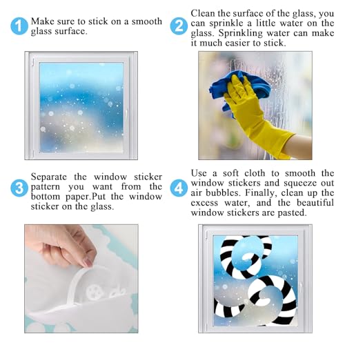 Halloween Sandworm Window Clings - Black & White Striped Extra Large Decals, 6 Sheets - Halloween Decorations