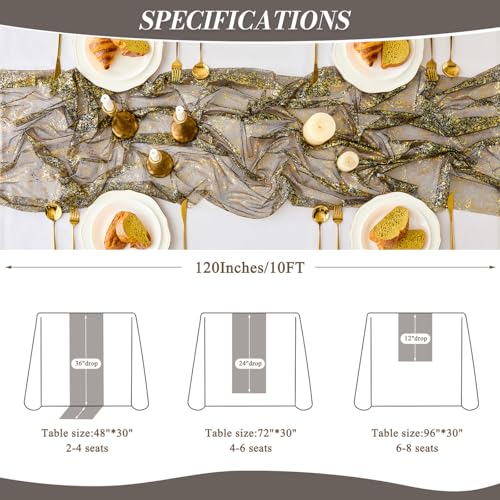 Black 10FT Shimmering Gauze Table Runner for Wedding & Party Decor - Variation of THIS listing