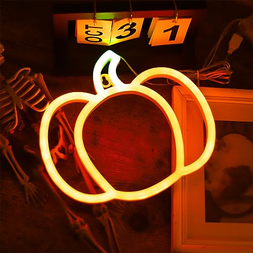 Pumpkin Neon Sign Light - Hang Pumpkin 1 Pack Halloween & Thanksgiving Decor