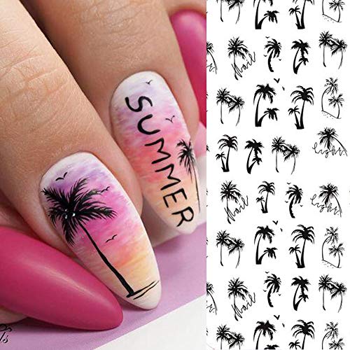 Tropical Palm Tree Nail Stickers Water Transfer Decals - 2 Sheets