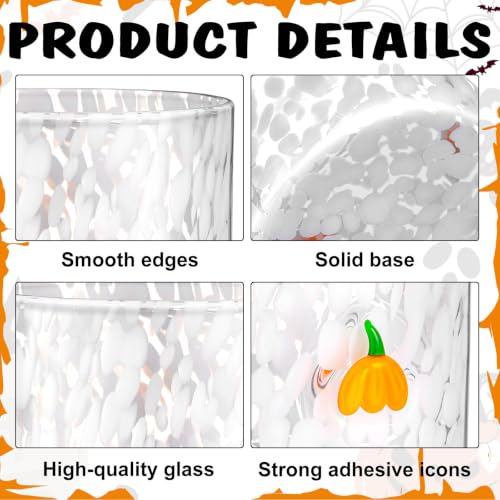 Halloween Icon Juice Glasses Set - 2 Pcs 16 oz Fall Drinking Cups - Orange Pumpkin & Black Spider