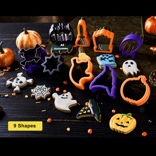 Halloween Cookie Cutters Set - 9 Stainless Steel Shapes for Baking & Crafts