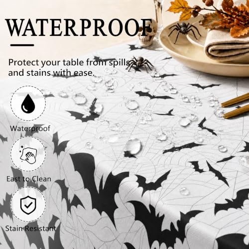 Halloween Bat Rectangle Tablecloth 60 x 84 Inches - Web & Bat Pattern, Indoor & Outdoor Decor - Variation of THIS listing