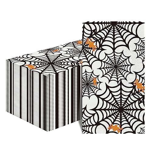 Halloween Scary Cobweb Paper Napkins - 100 Pack, Disposable Party Supplies