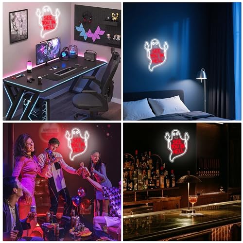 See You In Hell Neon Sign - Spooky Middle Finger LED Wall Decor - Variation: See Hell