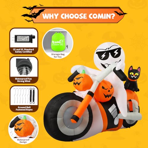 6 Ft Halloween Inflatable Ghost with Pumpkin and LED Lights Outdoor Yard Decor