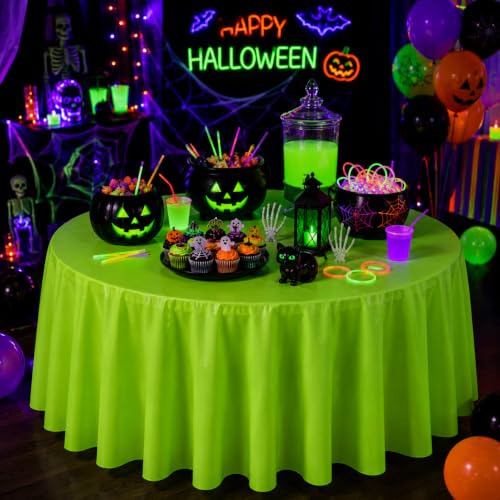 Halloween Plastic Round Tablecloths 84 Inch - 12 Pack Festive Party Table Cover