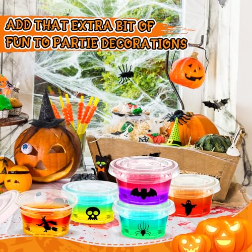 Halloween Jack O Lantern Plastic Shot Cups with Lids - 150 Pack, Classic Style
