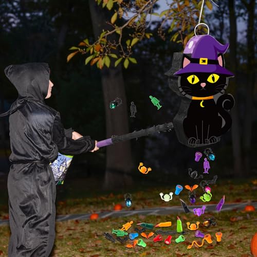Halloween Piñata Black Cat with Stick & Blindfold Party Toys Set
