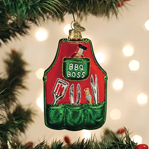 Glass Blown BBQ Apron Ornament - Handcrafted Holiday Kitchen Decoration