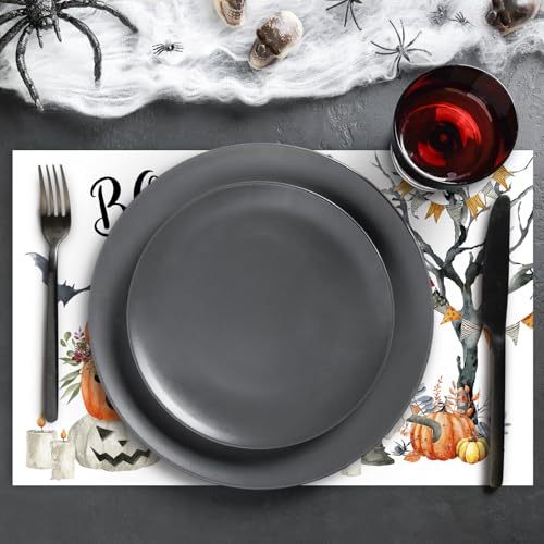 Halloween Ghost Pet Pumpkin Paper Placemats - Disposable Table Mats for Dining & Parties