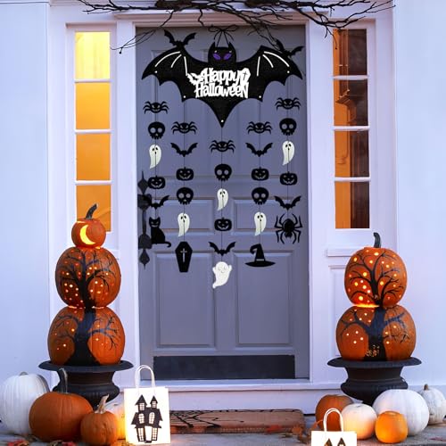 Halloween Hanging Decorations Kit - Bat, Ghost, Spider, Pumpkin Wall & Door Decor