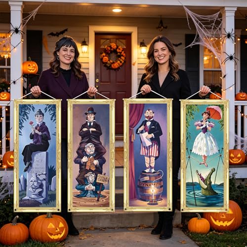 Halloween Decorations 4-Pack Haunted House Spooky Gothic Banner Set