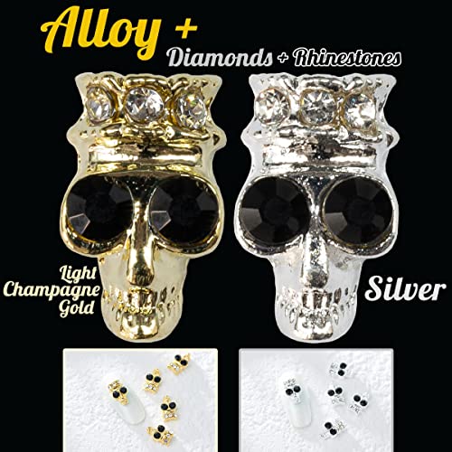40 Pcs Punk Nail Art Skull & Spider Charms Halloween Nail Decorations - Variation C