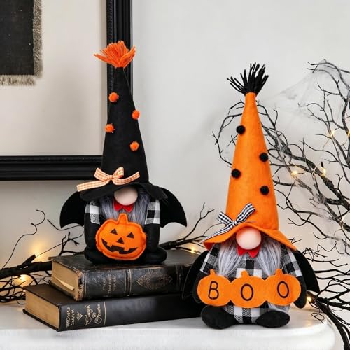 Halloween Plush Gnomes Decorations Set of 2 - Bat Boo Variation