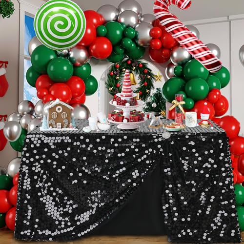 102x50 Inch Black Sequin Tablecloth for Party & Holiday Celebrations