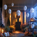 Halloween Hanging Masks Set - White Decor for Indoor & Outdoor Displays