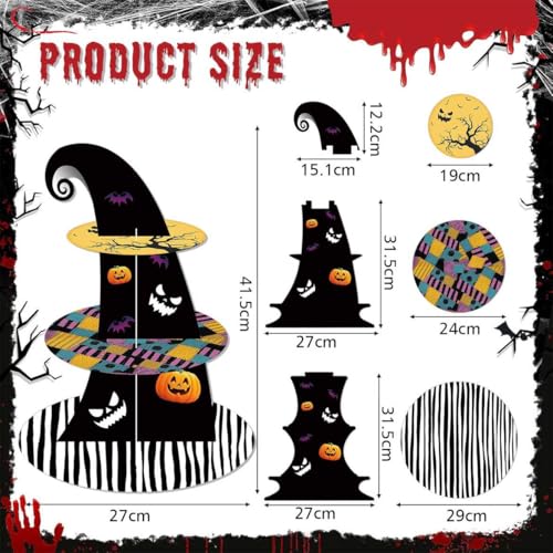 Black 3-Tier Cupcake Stand for Halloween Christmas Birthday Party Decorations