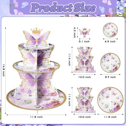 Purple Butterfly Cupcake Stand 3-Tier Party Dessert Tower - Variation of THIS listing