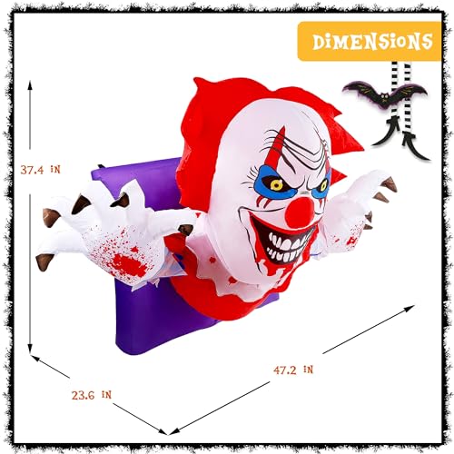 Halloween Inflatable Clown Decoration with Rotating Head - 4.1FT Lulu Home, Waterproof Outdoor Indoor Display