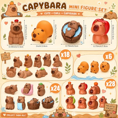 Mini Capybara Figurines Set - Resin Animal Decor for DIY Crafts, Cake Toppers & Fairy Gardens