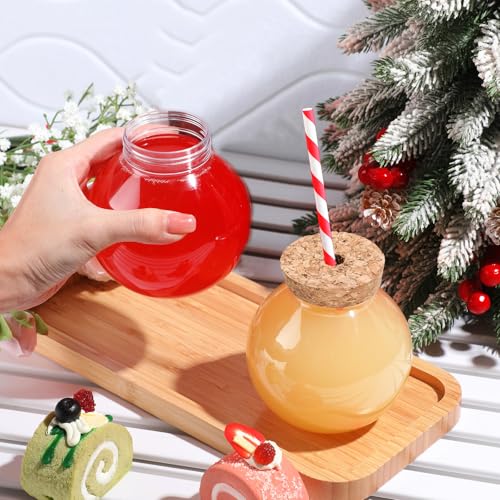 Red Plastic Fish Bowl Cups with Cork & Straws - 10oz Party Drinkware Set