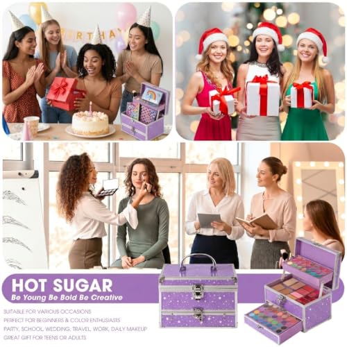 Hot Sugar Makeup Kit with Train Case for Beginners - Purple