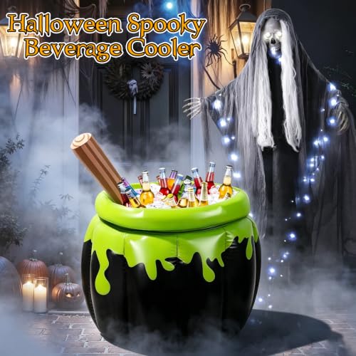 Inflatable Witch Cauldron Beverage Cooler - Leak-Proof Pool & Halloween Party Ice Bucket