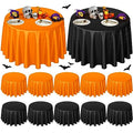 12 pcs Halloween Round Plastic Tablecloths 84 Inch - Black & Orange