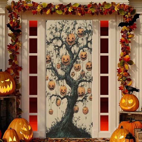 Halloween Door Cover Pumpkin Tree Banner Decoration - Variation 3