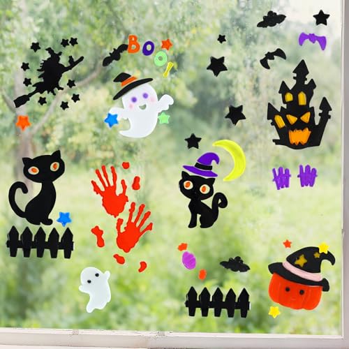 Sinload Ghost Halloween Window Gel Clings - 6 Sheets, Spooky Ghost Design
