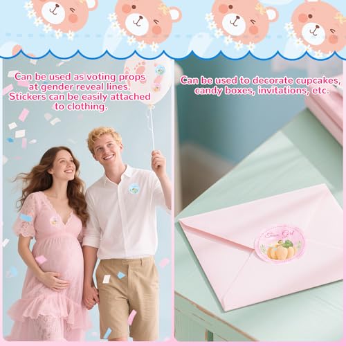 72pcs Pumpkin Gender Reveal Stickers - Team Boy & Team Girl Fall Party Decorations - Style 1