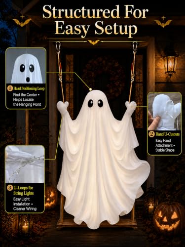 Halloween Swinging Ghost Outdoor Decor with Light and Remote Control