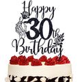 Gothic 30th Birthday Cake Topper Skeleton Hand Rose Glitter Decor