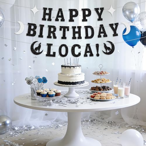 Vampire Theme Happy Birthday Banner Gothic Party Decorations - Black Glitter