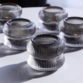Gray Ribbed Votive Candle Holders Set of 12 - Halloween Decor, Pumpkin Shape