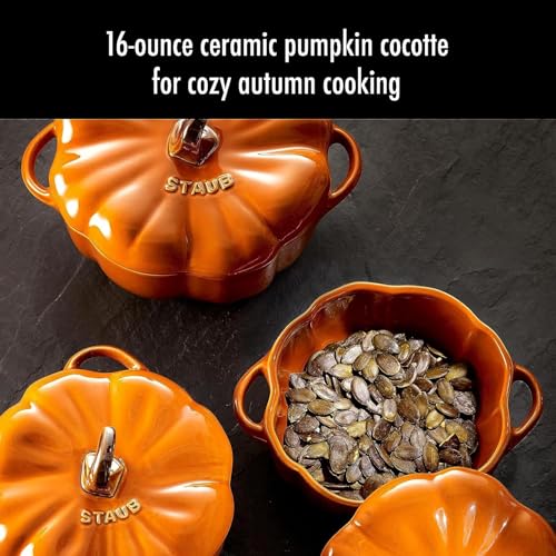 Petite Pumpkin Ceramic Baking Dish - 0.75 Qt Burnt Orange, Oven & Stove Safe
