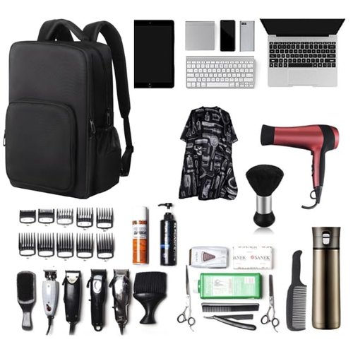 Barber Supplies Bag with Adjustable Dividers, Multiple Pockets, Large Capacity,Three Layer,Mobile Barber Accessioes Station for Barbers,Travel Hairstylist Clipper Organizer Bag for Barber Tools.