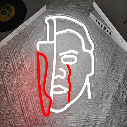 White Horror Movie Neon Sign - Dimmable Wall Decor for Halloween & Parties