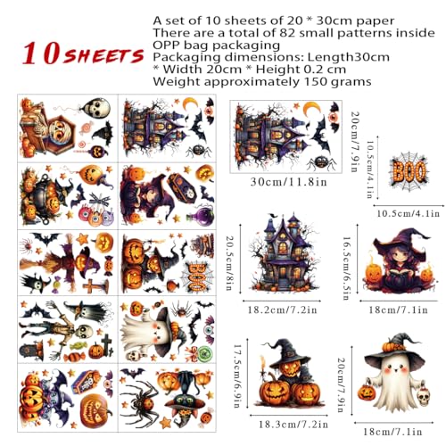 Halloween Window Clings Set - 82PCS Spooky & Cute Ghost Witch Zombie Decor