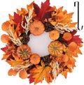 24 Inch Fall Pumpkin Wreath with Hanger - Autumn Harvest Door Decor