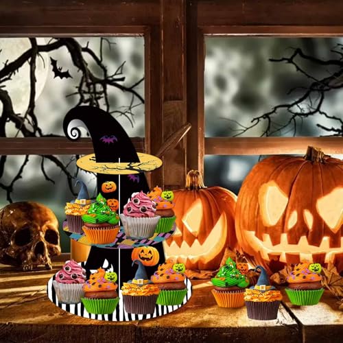 Black 3-Tier Cupcake Stand for Halloween Christmas Birthday Party Decorations