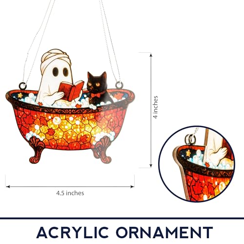 Ghost03 Halloween Christmas Ornament - Spooky Ghost Reading - White Elephant Gift